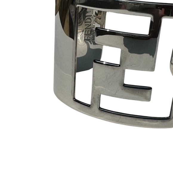 Fendi FF Cut Out Cuff Bracelet Silver Tone - Picture 4 of 13